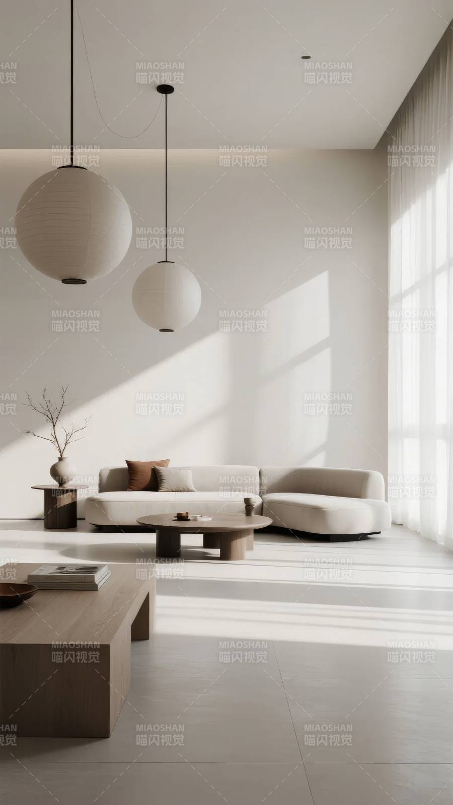极简客厅光影美学图片