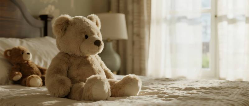 床头的毛绒小熊图片