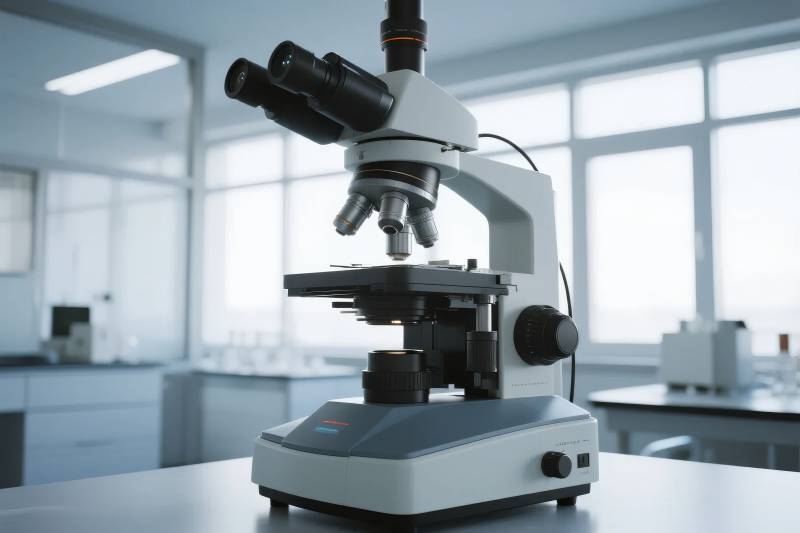 实验室显微镜特写图片