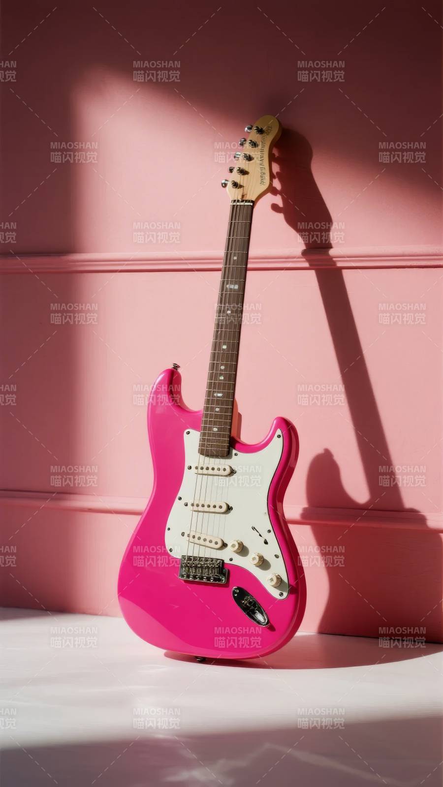 粉红电吉他静立图片