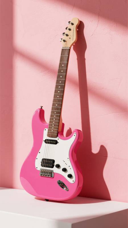 粉红电吉他图片
