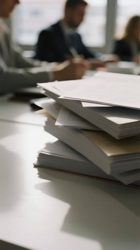 会议文件堆叠图片