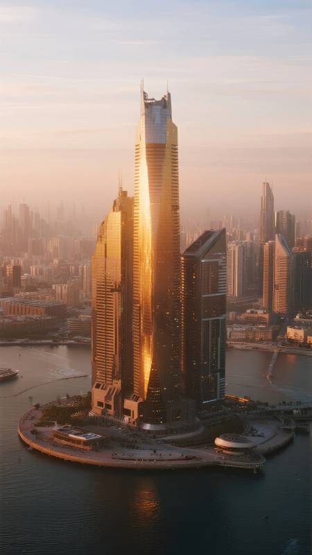 迪拜塔日落美景图片