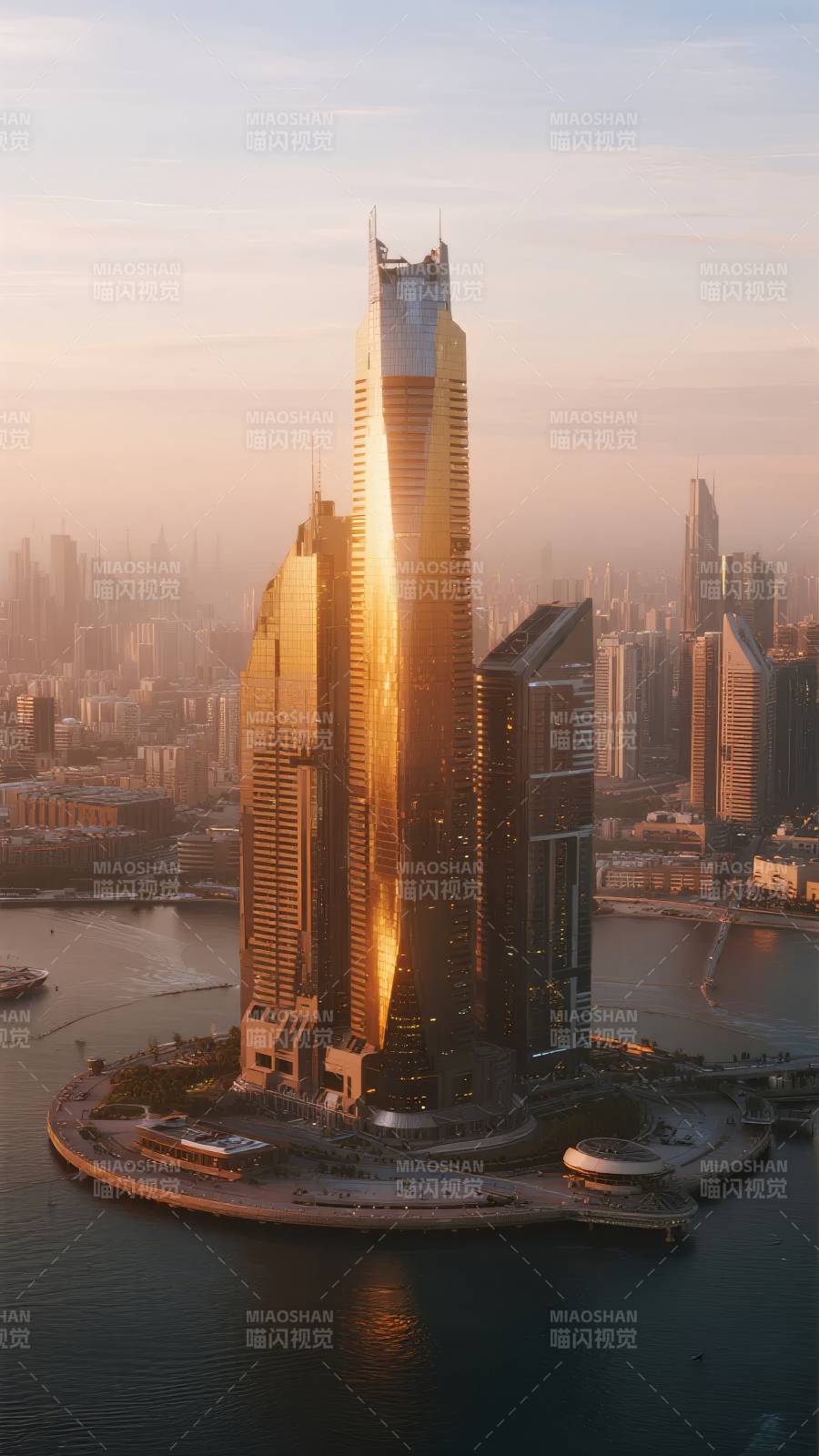 迪拜塔日落美景图片
