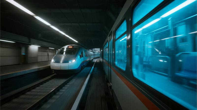 地铁站内列车驶来图片