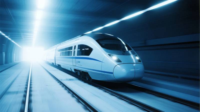 高速列车疾驰隧道图片