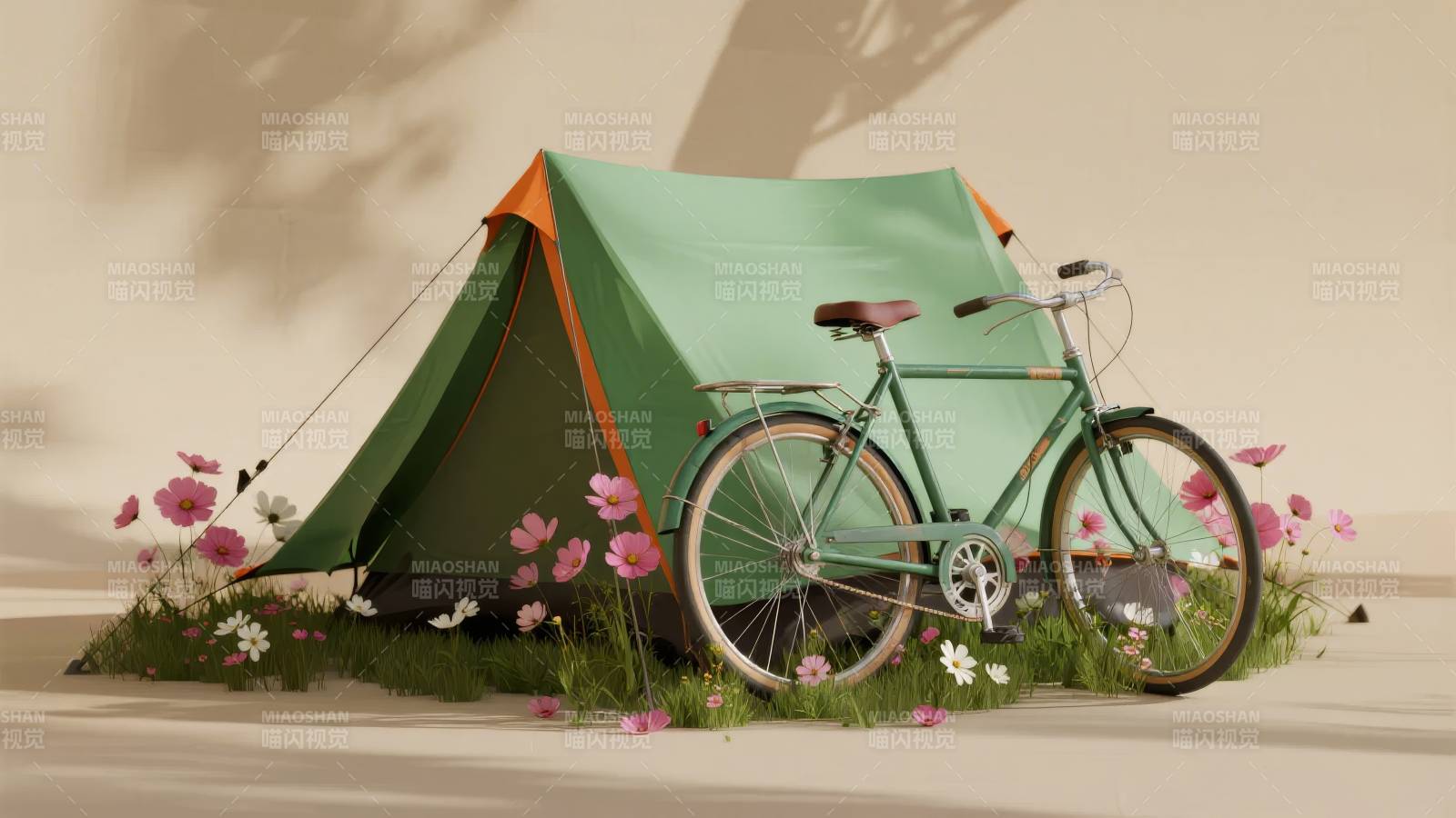 露营与单车图片