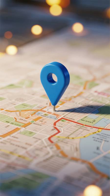 地图上的蓝色定位针图片