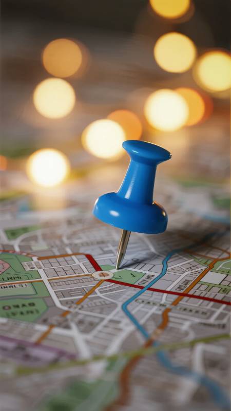 地图上的蓝色图钉图片