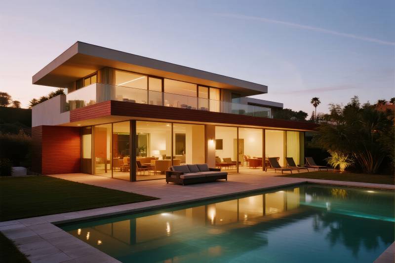 现代别墅夜景图片