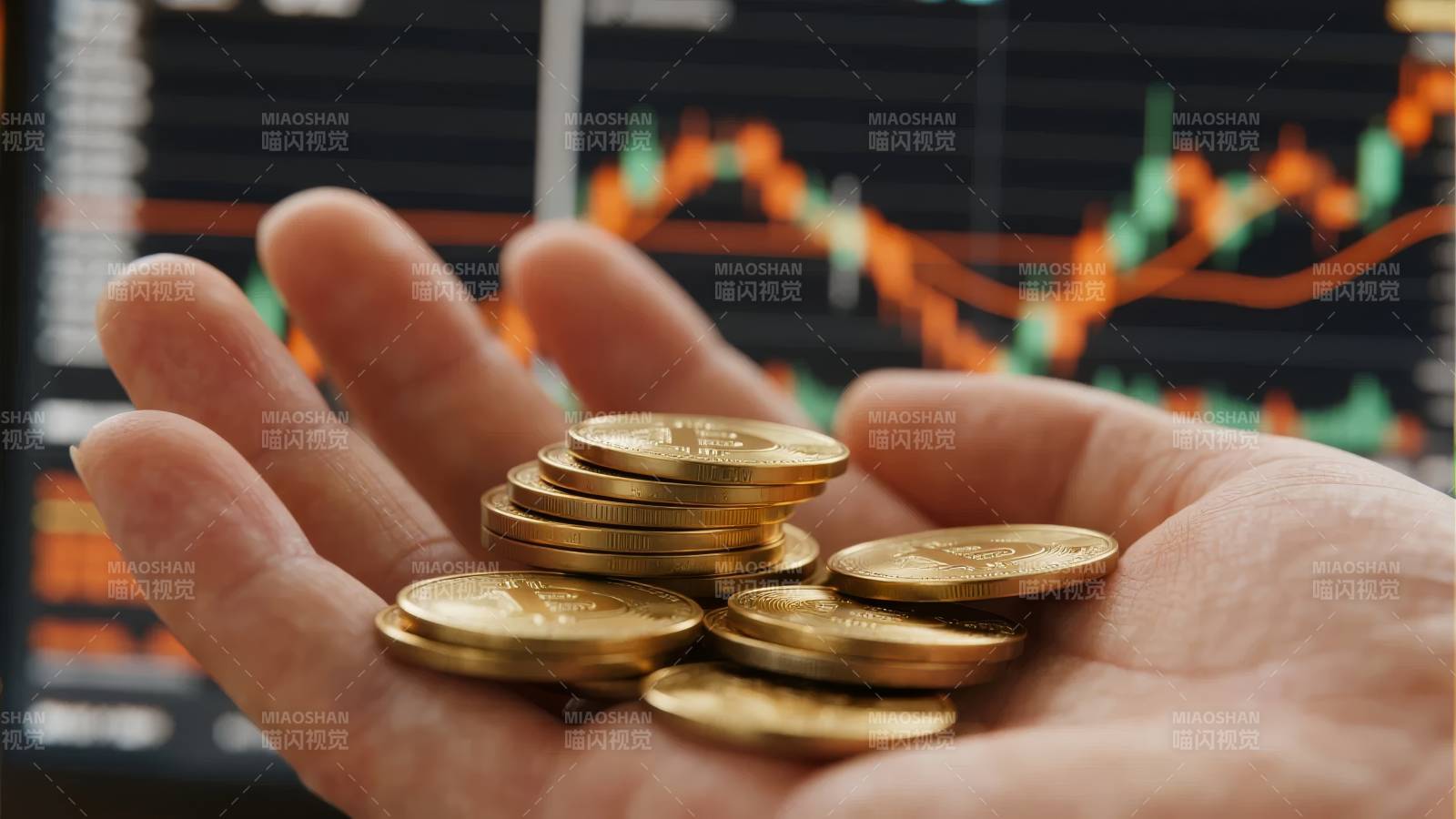 金币与股市图表图片