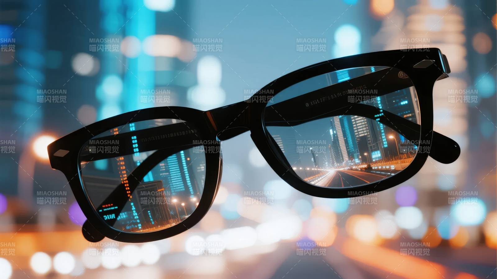 夜景中的眼镜图片