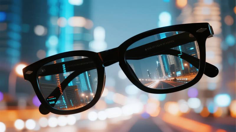 夜景中的眼镜图片