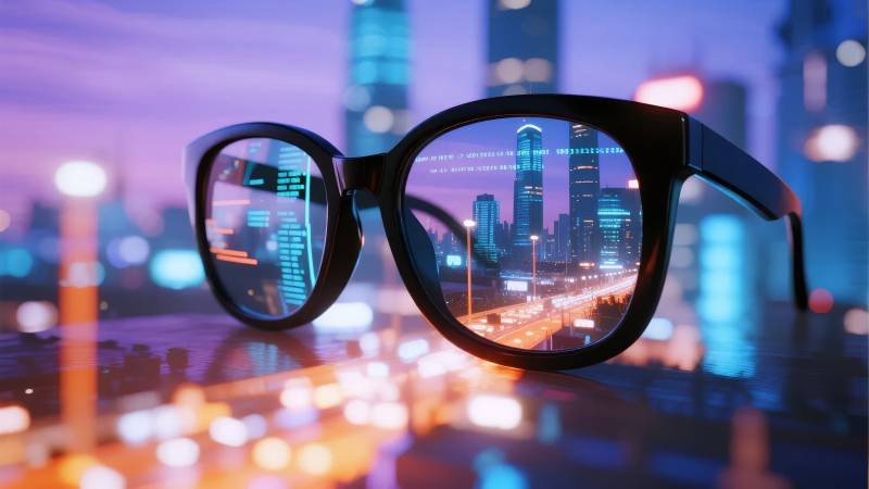 智能眼镜映城景图片