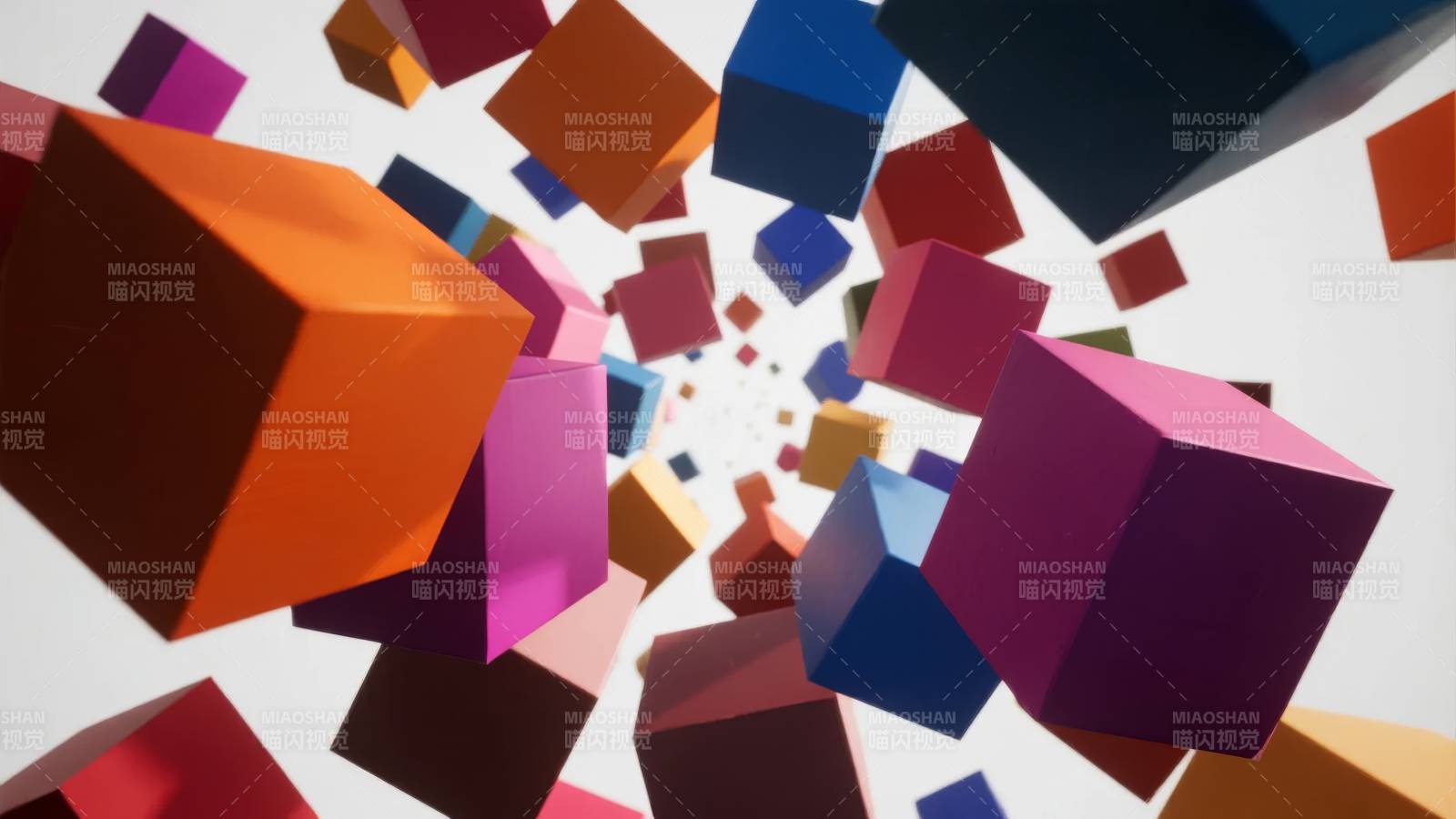 彩色立方体飞舞图片