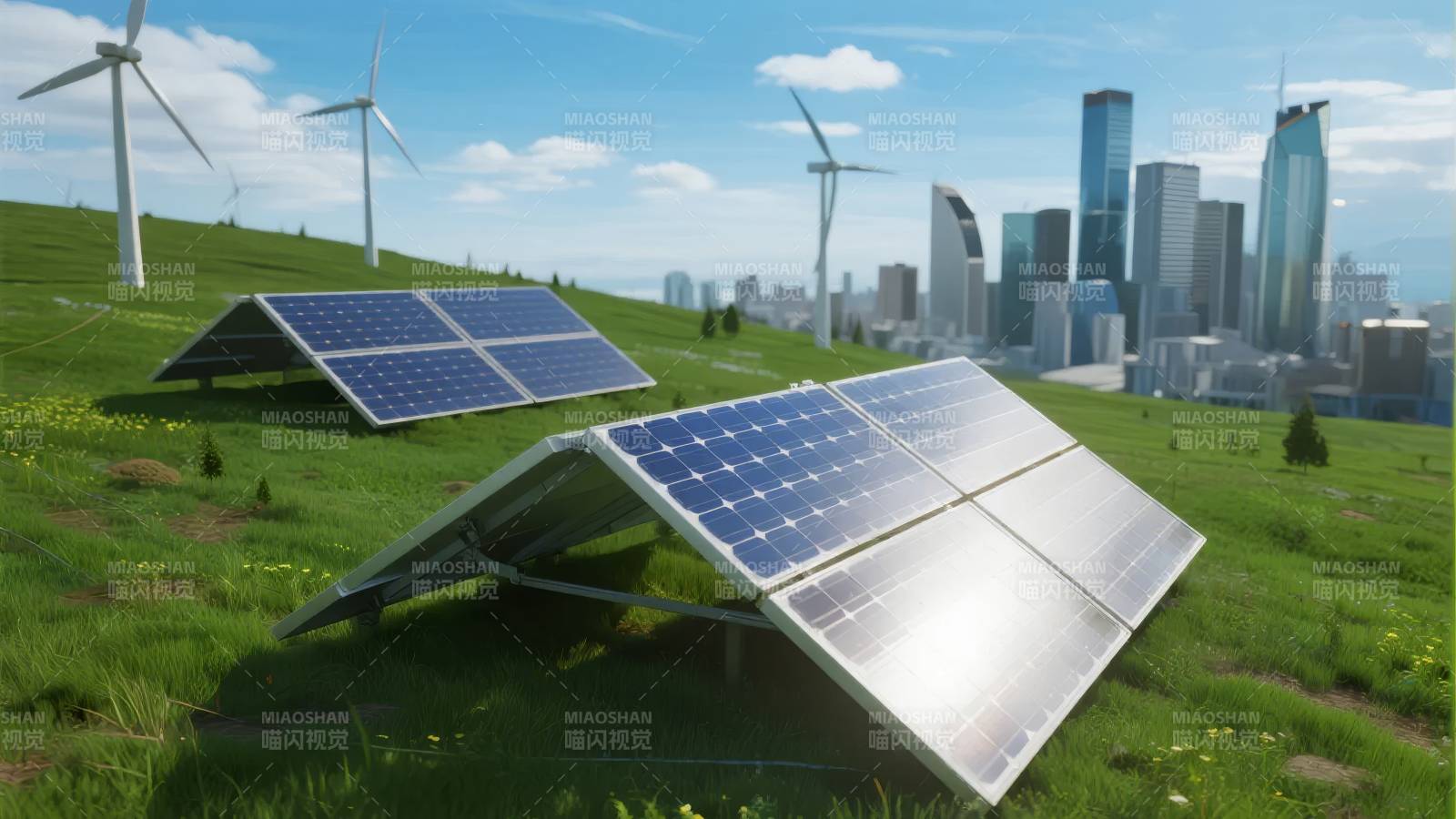 绿色能源城市风光图片