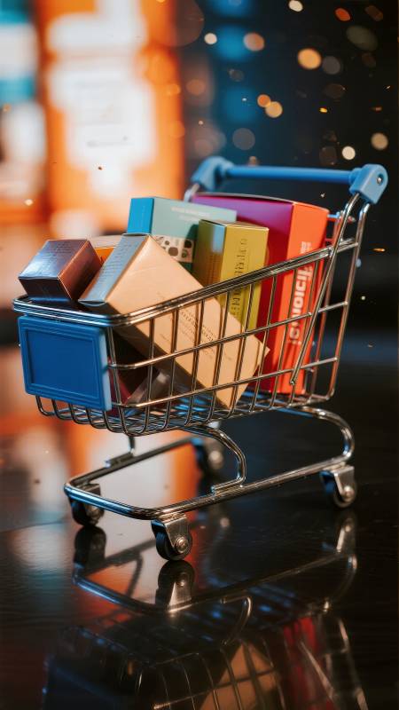 购物车里的小盒子图片