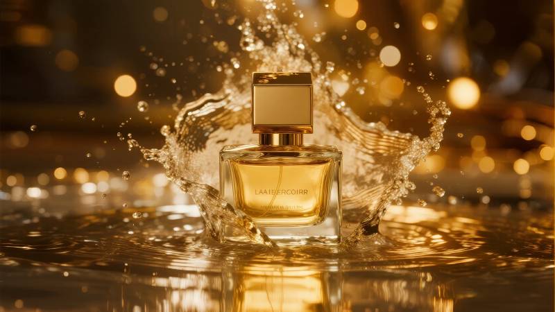 香水飞溅 金色闪耀图片
