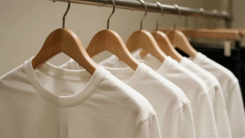 白色T恤整齐悬挂图片