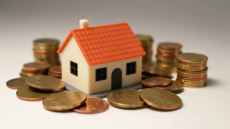 房屋与金币环绕图片