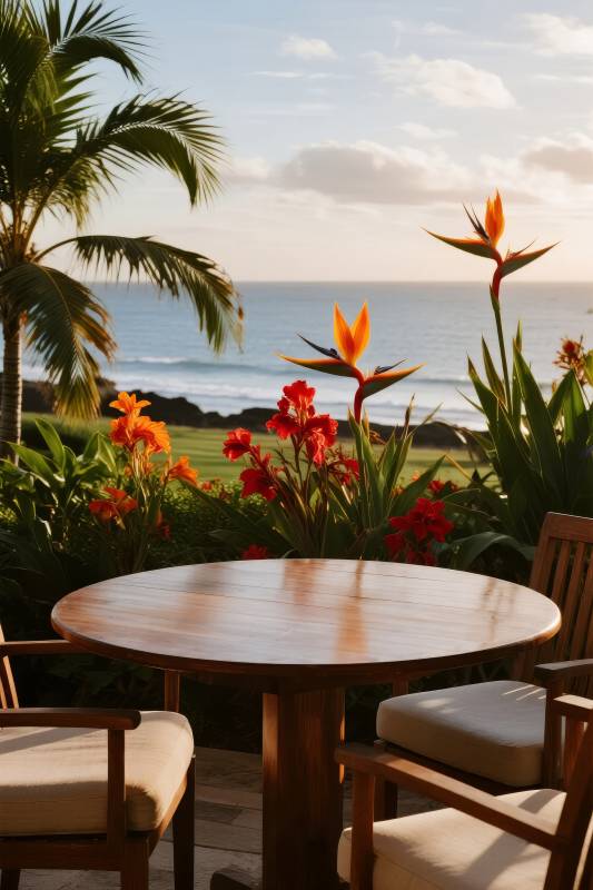 海边花园静谧时光图片