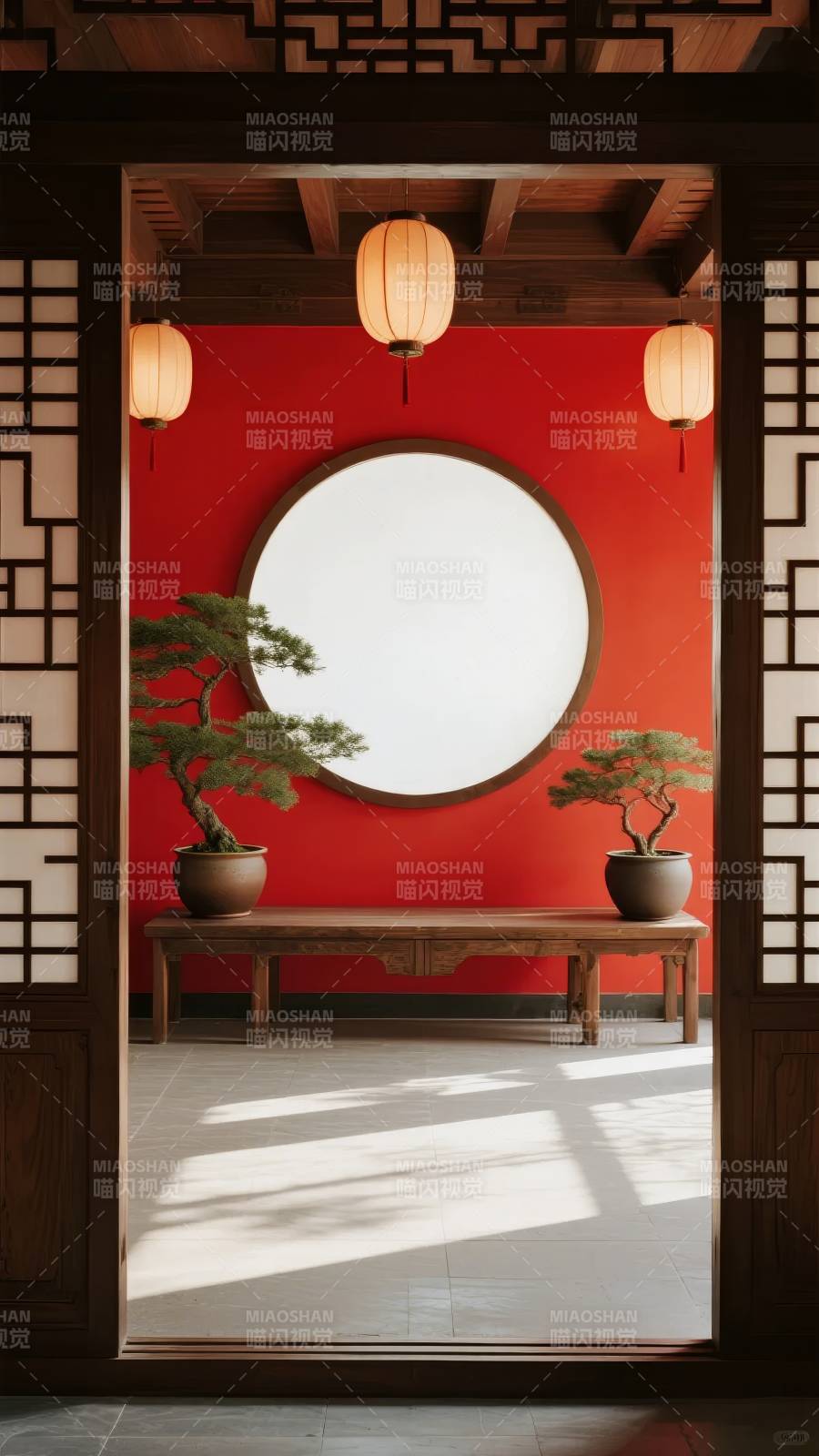 红墙禅意庭院图片