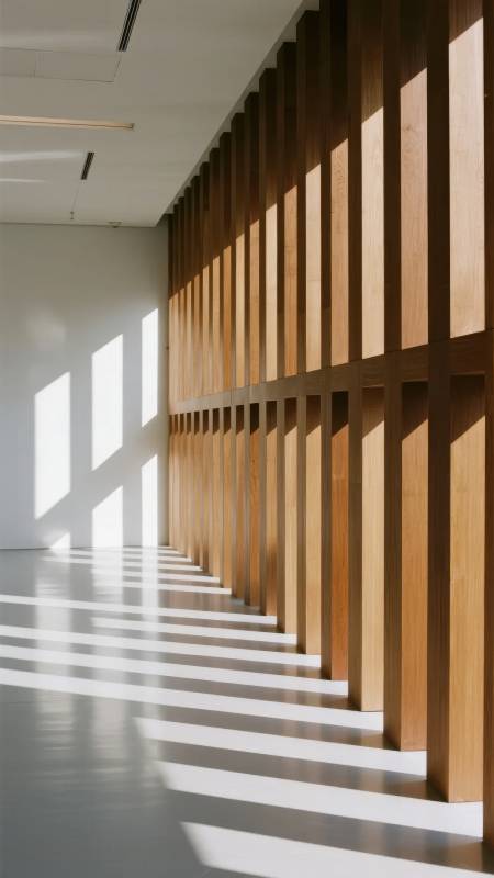 光影木墙走廊图片