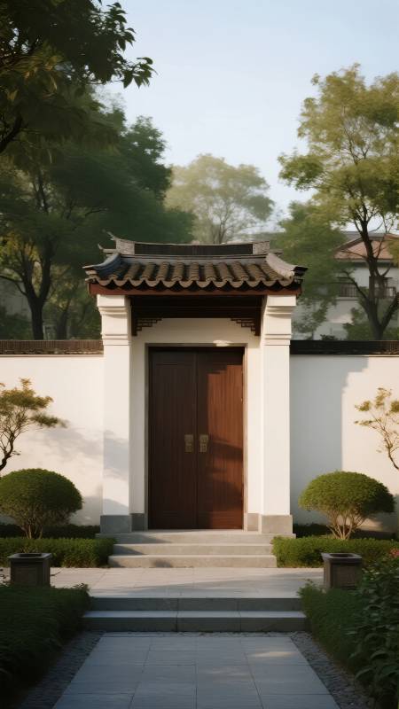 中式庭院门景图片