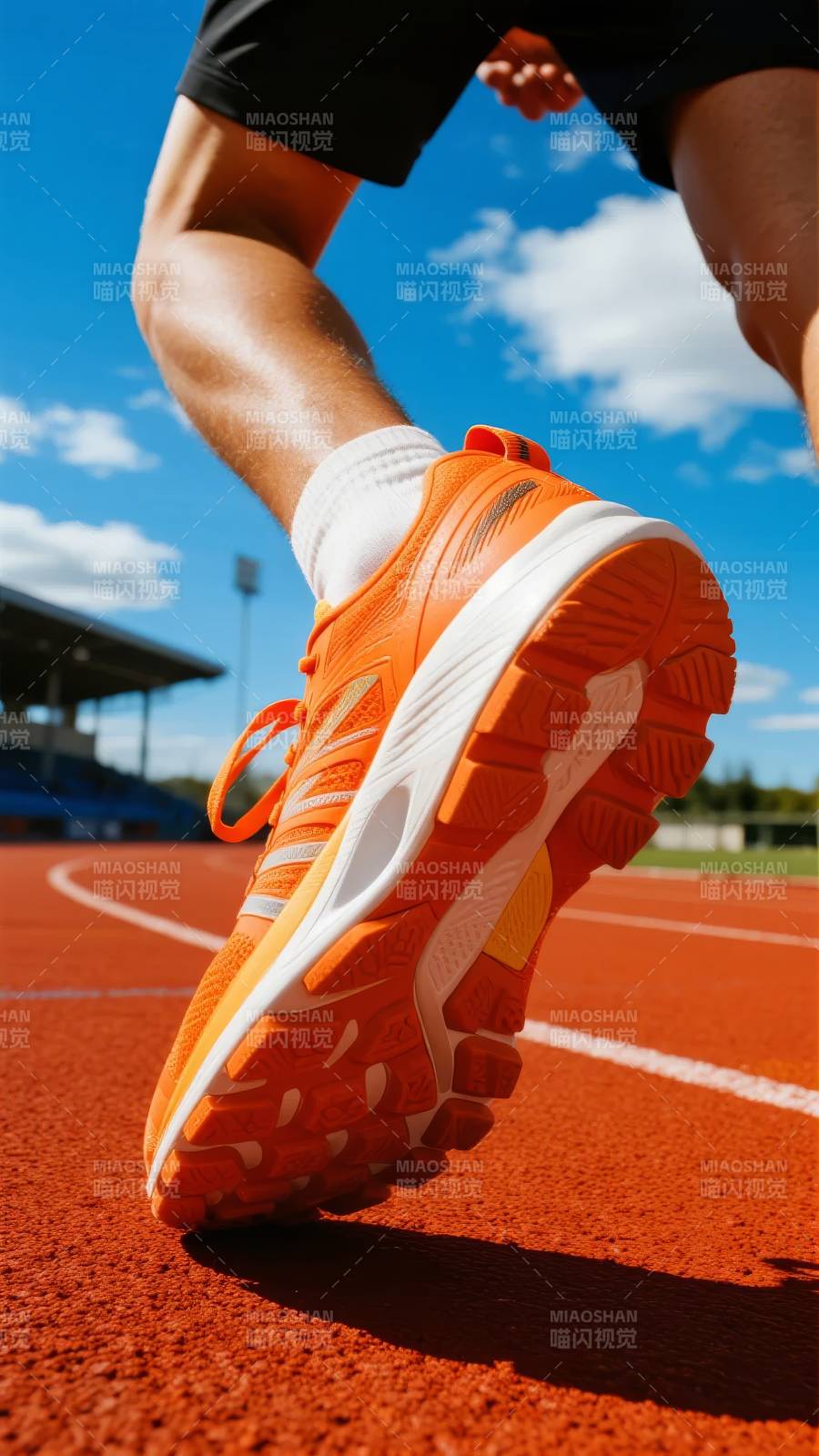 疾驰跑道 橙色脚步图片