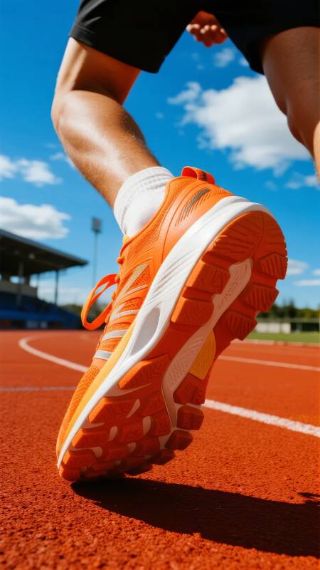 疾驰跑道 橙色脚步图片