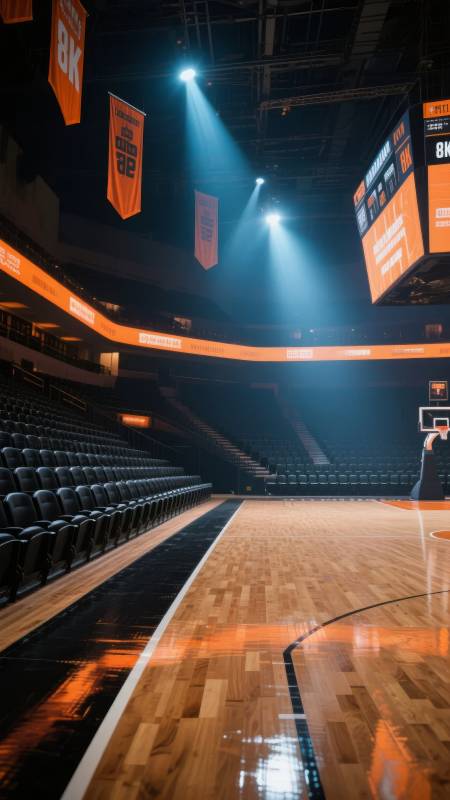 空旷篮球场灯光璀璨图片