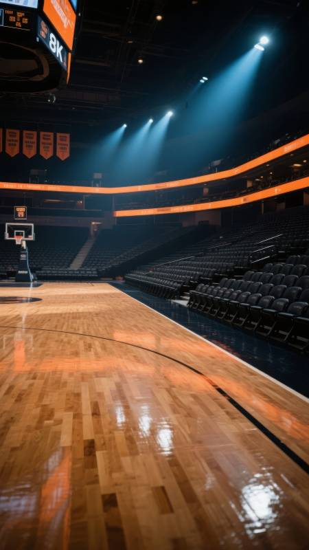 空旷篮球场灯光璀璨图片