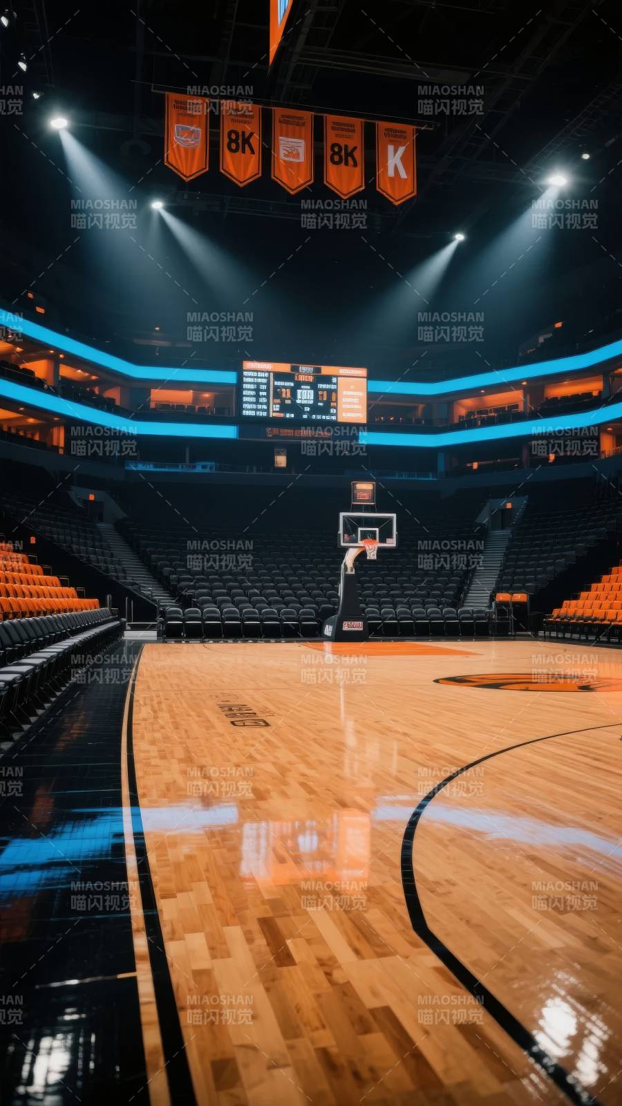 空旷篮球场夜景图片