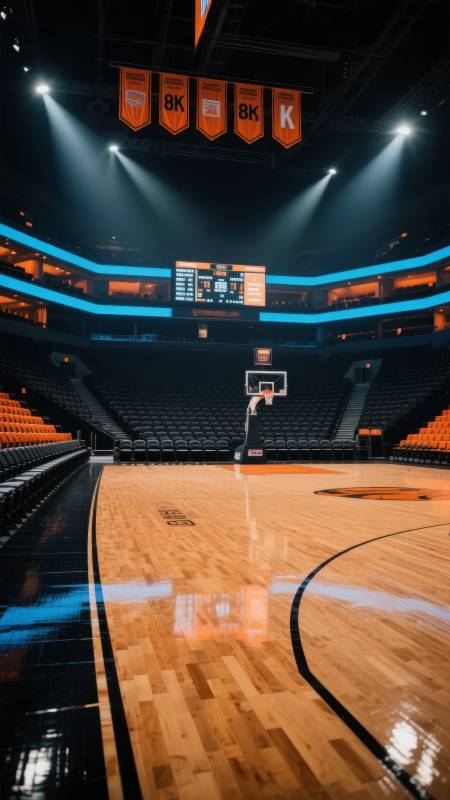 空旷篮球场夜景图片