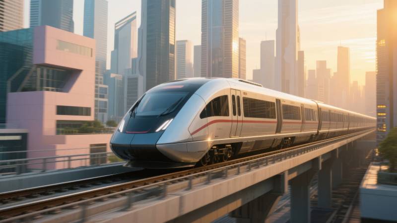 未来城市高铁疾驰图片