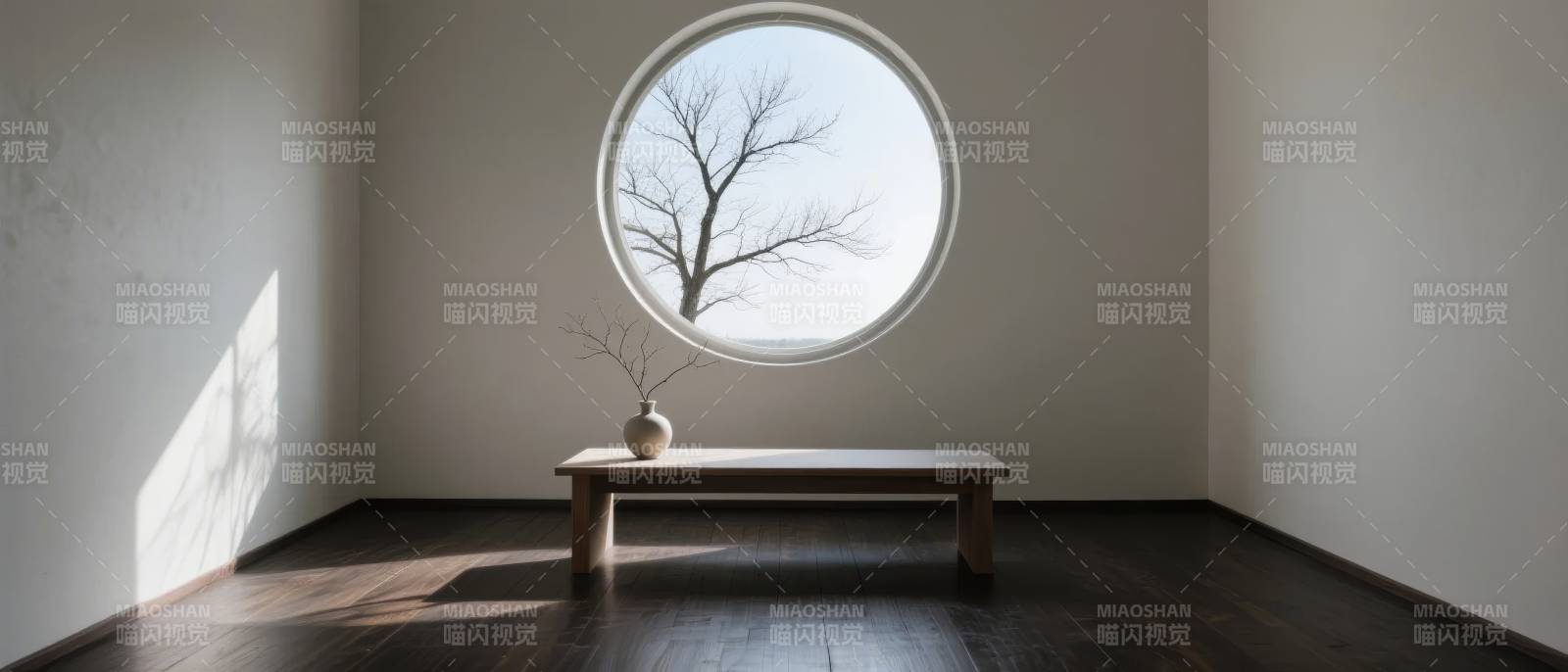 窗前静谧树影图片