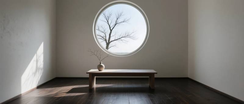 窗前静谧树影图片