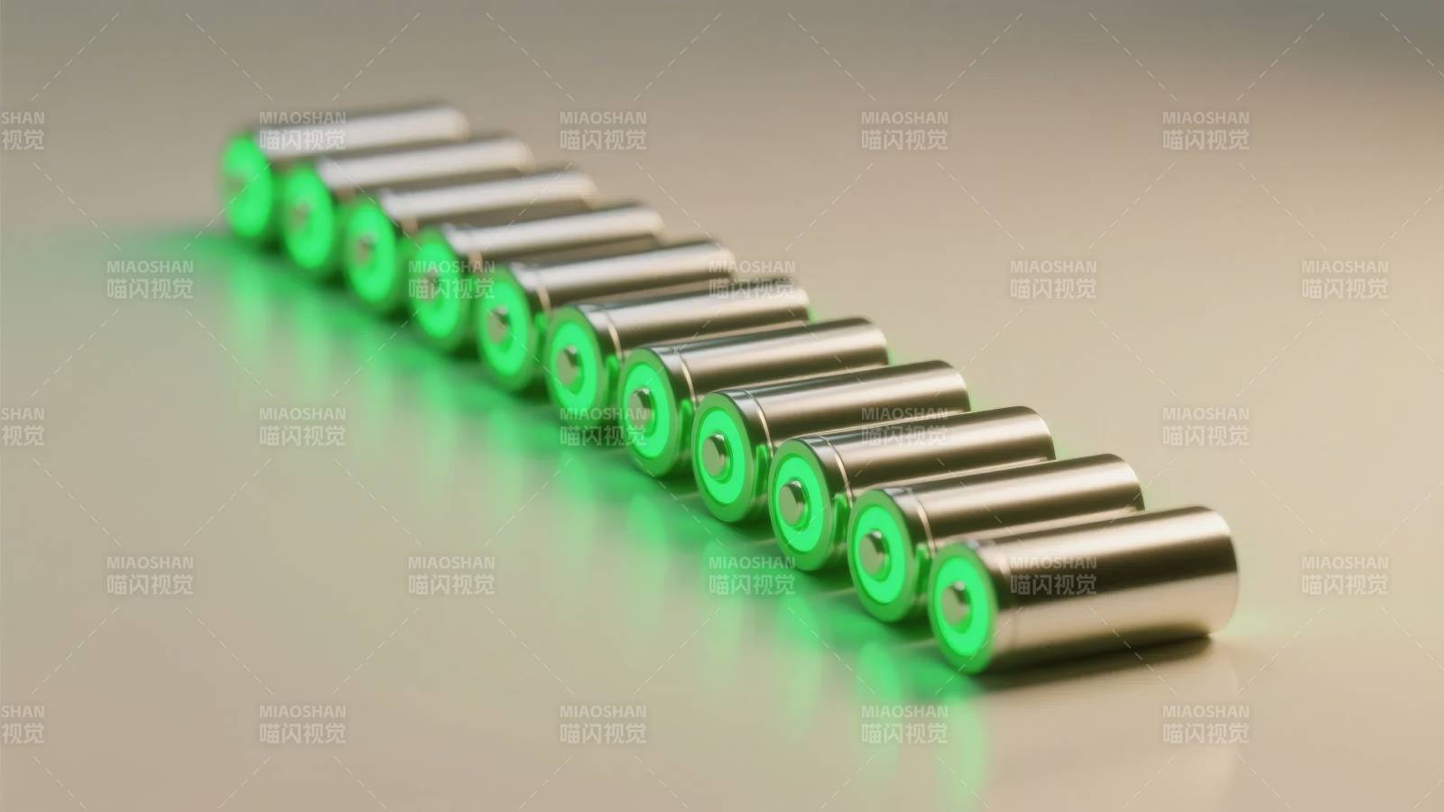 绿色电池排列整齐图片