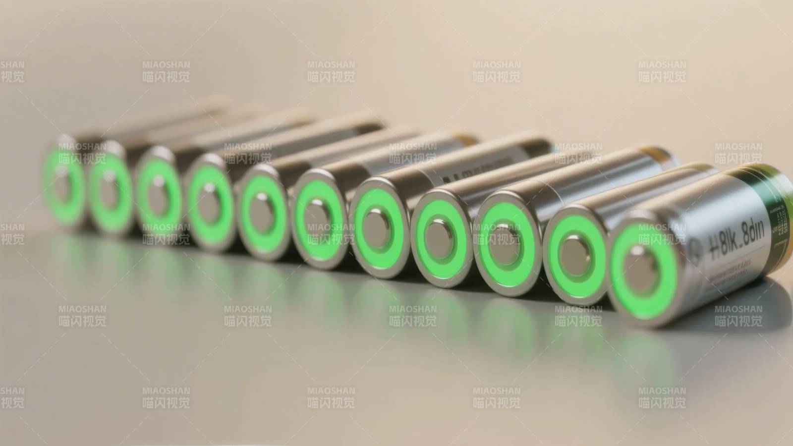 绿色电池排列整齐图片