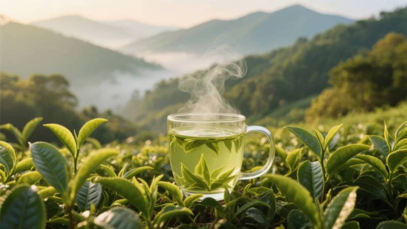 茶园晨雾茶香图片