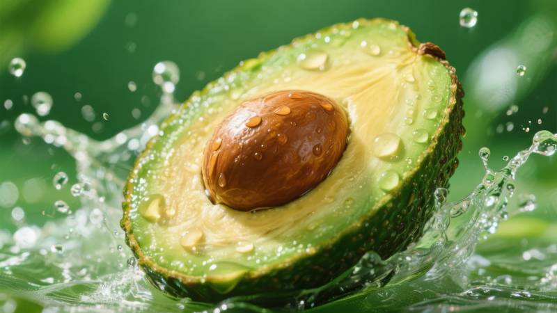 水花中的牛油果图片