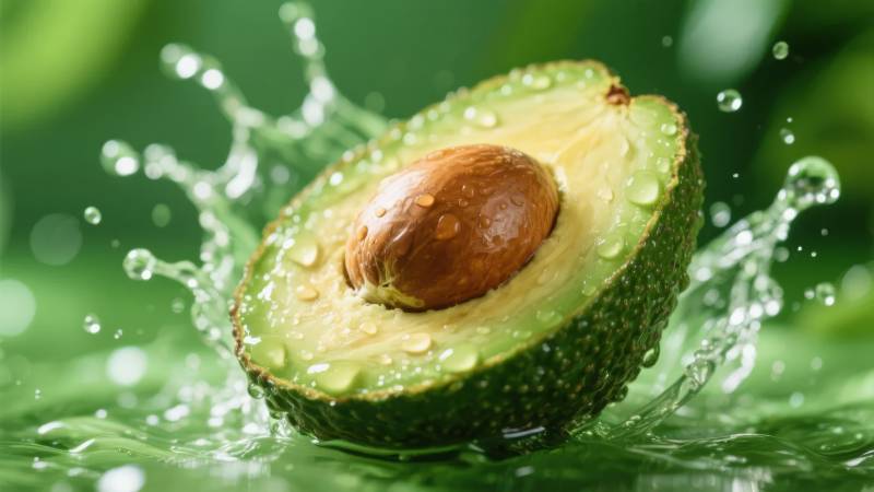 水花中的牛油果图片