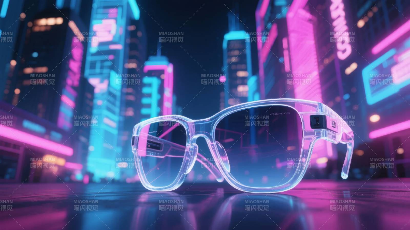 未来眼镜 霓虹都市图片