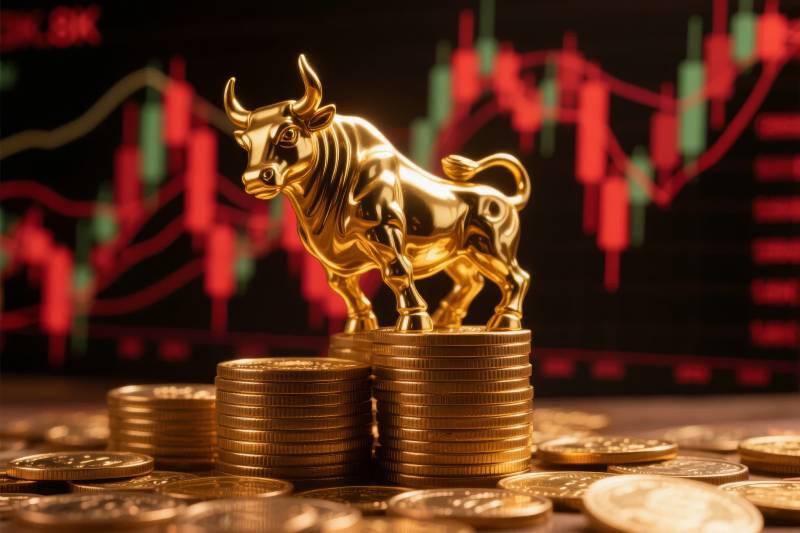 牛市崛起 金币堆叠图片