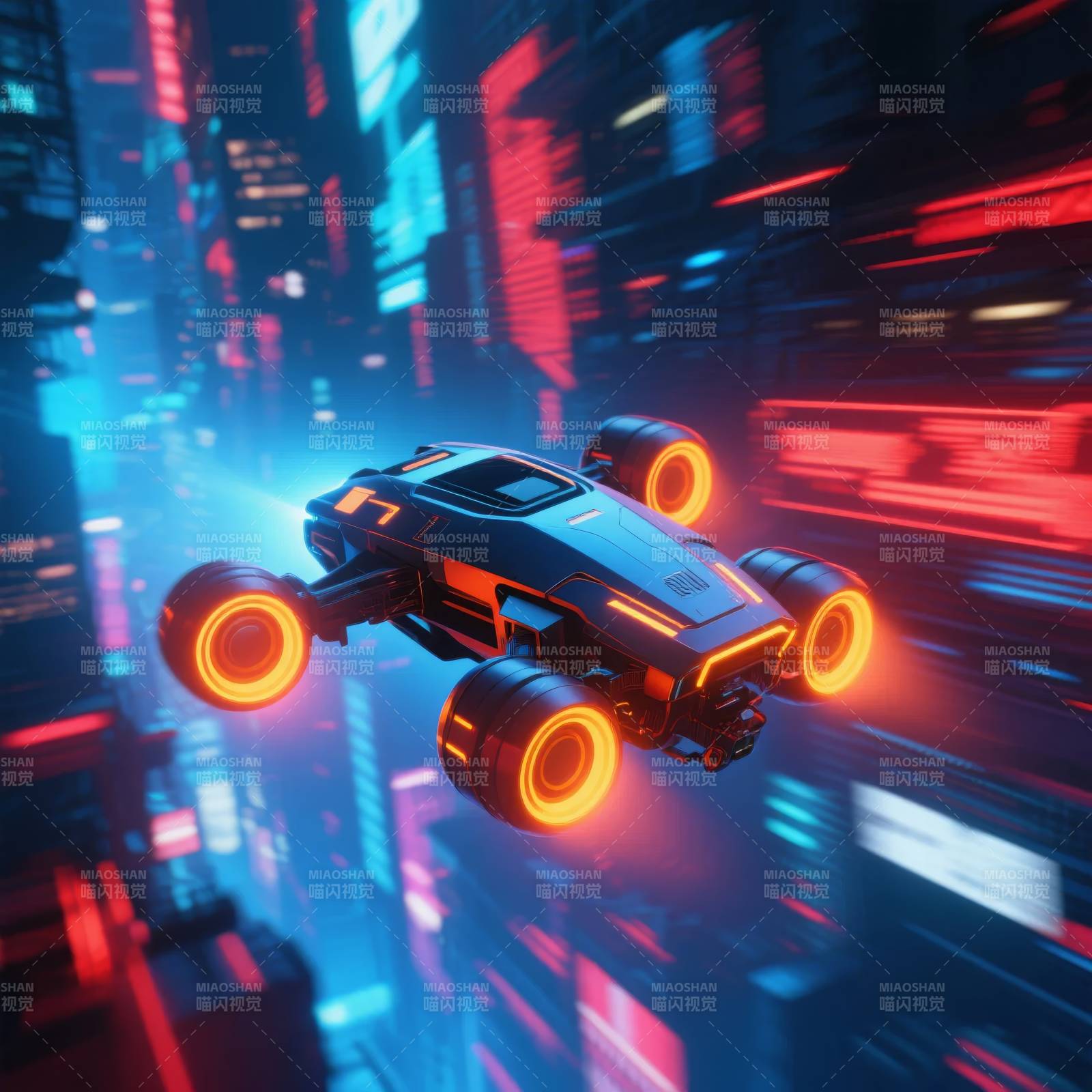 霓虹飞车疾驰夜城图片