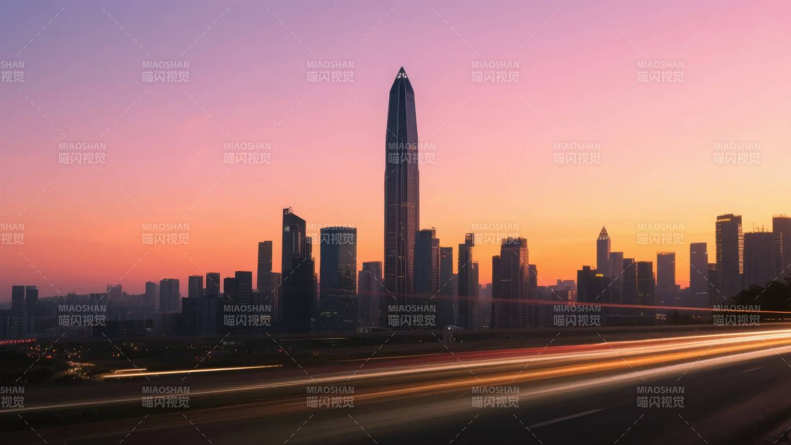 城市黄昏光影图片