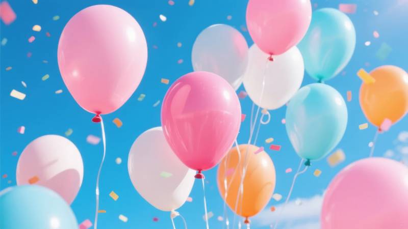 气球飘舞 彩带纷飞图片