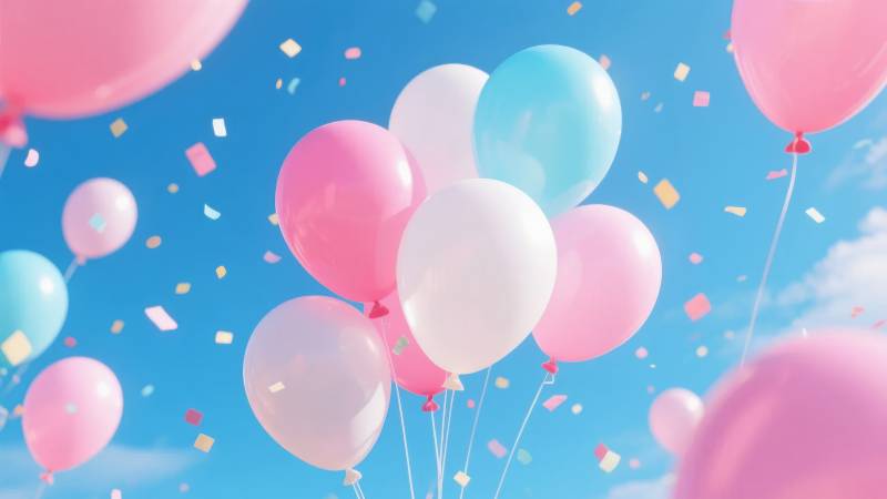 气球飘舞 彩带纷飞图片