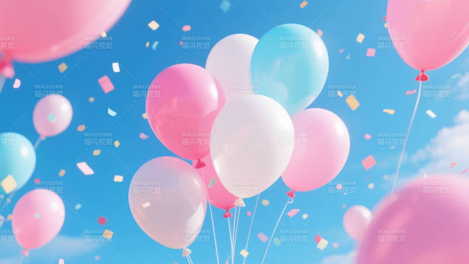 气球飘舞 彩带纷飞图片