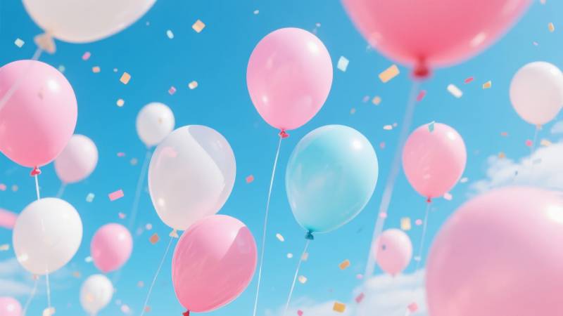 气球飘飞庆贺时刻图片